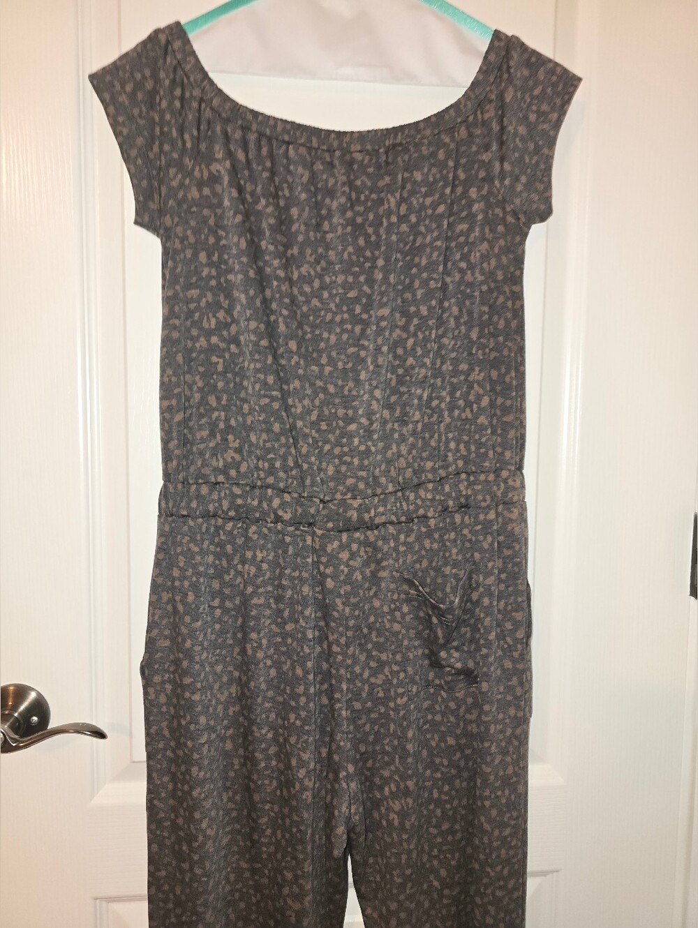 Fate NWT Olive Brown Leopard Print Cap-Sleeve Jumpsuit